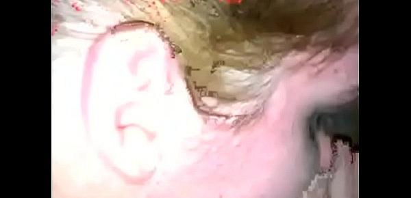  Amateur blonde slut sucking two BBCs in dorm